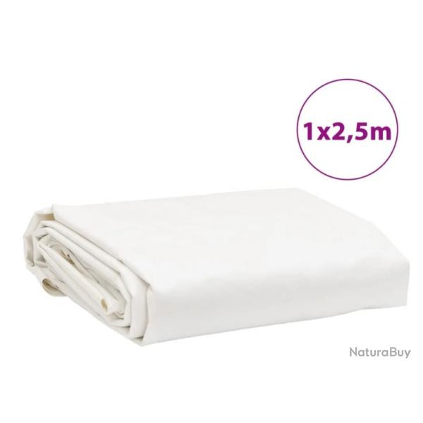 Bche blanche 1 x 2,5 m - 650 g/m - Multi-usage, jardin, protection, meubles