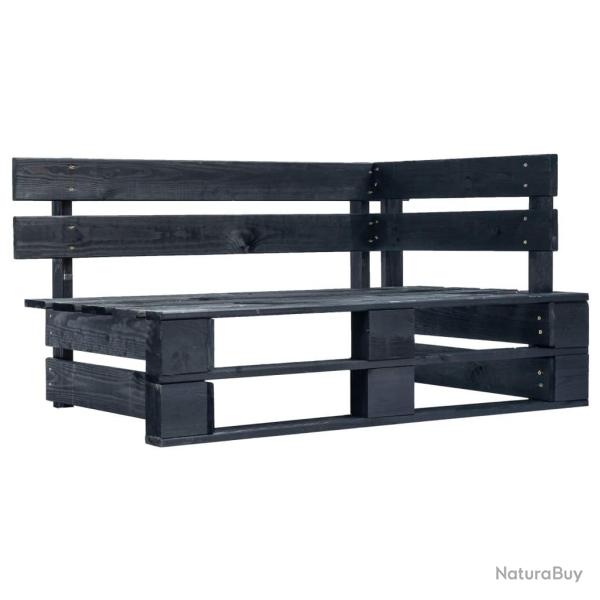 Banc d'angle palette de jardin bois noir alsavelo