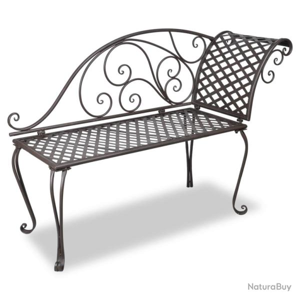 Chaise longue de jardin 128 cm Acier Antique Marron alsavelo
