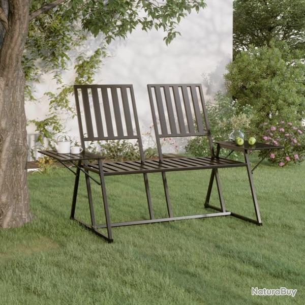 Banc de jardin 2 places 165 cm Noir Acier alsavelo