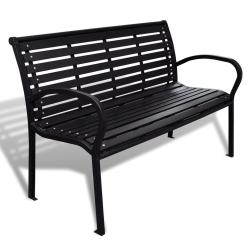 Banc de jardin 125 cm acier et WPC noir alsavelo