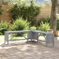 Banc d'angle de jardin et jardini&egrave;re 117 cm bois d'acacia gris