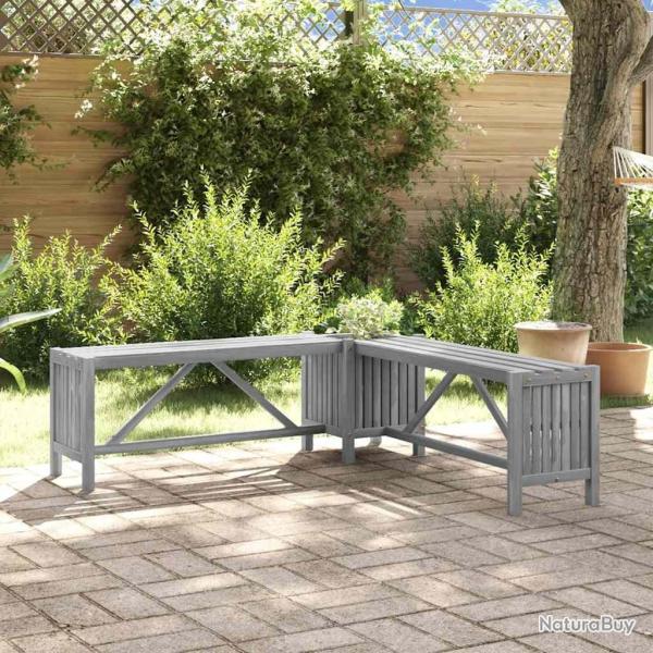 Banc d'angle de jardin et jardini�re 117 cm bois d'acacia gris alsavelo