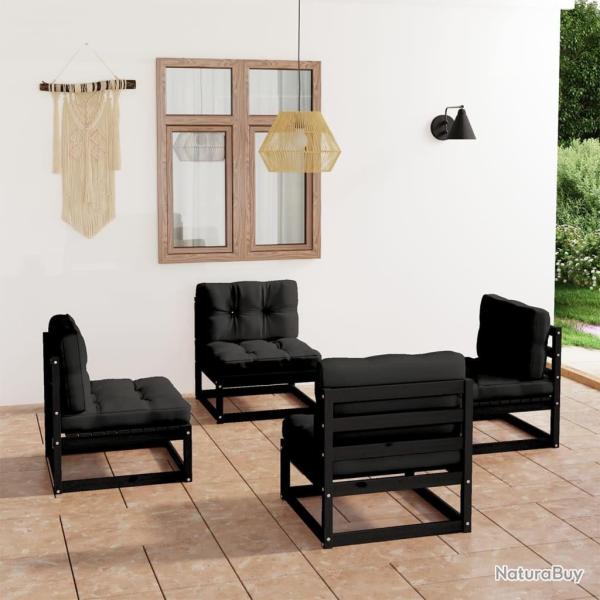 Salon de jardin 4 pcs avec coussins Bois de pin massif alsavelo