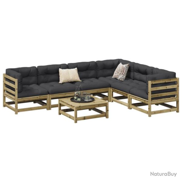 Salon de jardin 7 pcs bois de pin impr�gn� alsavelo