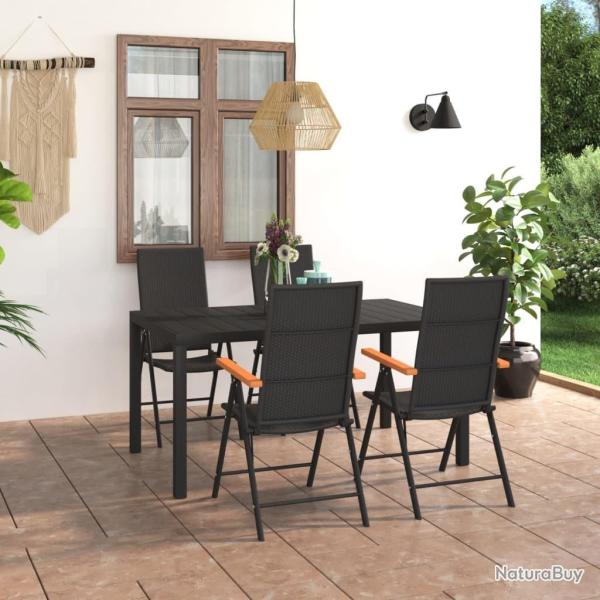 Ensemble  manger de jardin 5 pcs noir et marron alsavelo