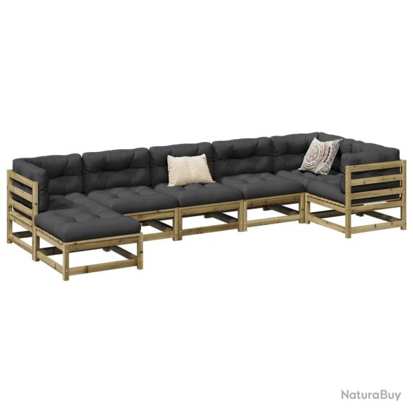 Salon de jardin 7 pcs bois de pin impr�gn�