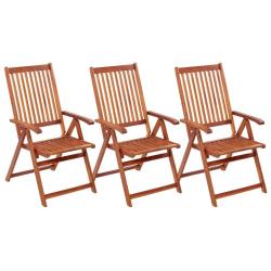 Chaises pliables de jardin lot de 3 Bois d'acacia solide
