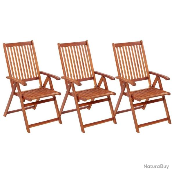 Chaises pliables de jardin lot de 3 Bois d'acacia solide