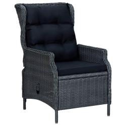 Chaise inclinable de jardin coussins R&eacute;sine tress&eacute;e Gris fonc&eacute;