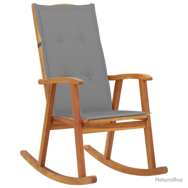 Chaise � bascule avec coussins Bois d'acacia massif