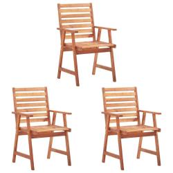 Chaises &agrave; manger d'ext&eacute;rieur lot de 3 Acacia massif