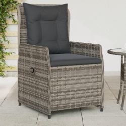 Chaises inclinables de jardin lot de 2 gris r&eacute;sine tress&eacute;e