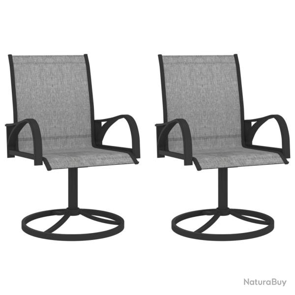 Chaises pivotantes de jardin lot de 2 Textil�ne et acier Gris