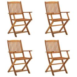 Chaises pliables d'ext&eacute;rieur lot de 4 Bois d'acacia solide