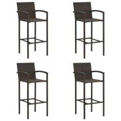 Tabourets de bar lot de 4 marron r&eacute;sine tress&eacute;e