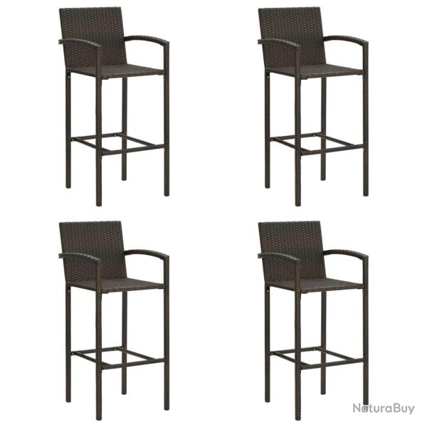 Tabourets de bar lot de 4 marron r�sine tress�e