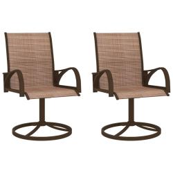 Chaises pivotantes de jardin lot de 2 Textil&egrave;ne et acier Marron