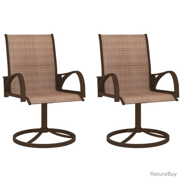 Chaises pivotantes de jardin lot de 2 Textilne et acier Marron alsavelo