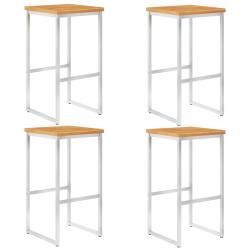 Chaises de bar lot de 4 bois d'acacia solide/acier inoxydable