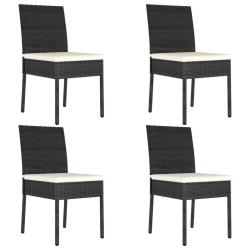 Chaises &agrave; manger de jardin lot de 4 R&eacute;sine tress&eacute;e Noir