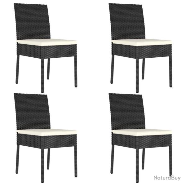 Chaises � manger de jardin lot de 4 R�sine tress�e Noir