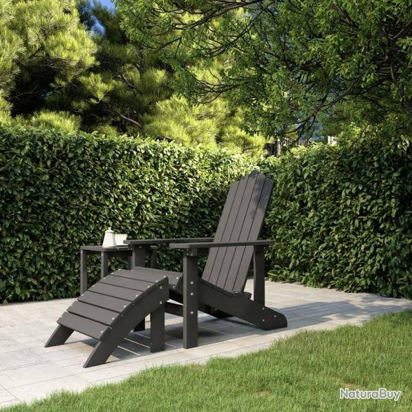 Chaise de jardin Adirondack avec repose-pied PEHD anthracite alsavelo