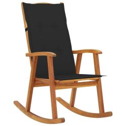 Chaise &agrave; bascule avec coussins Bois d'acacia massif