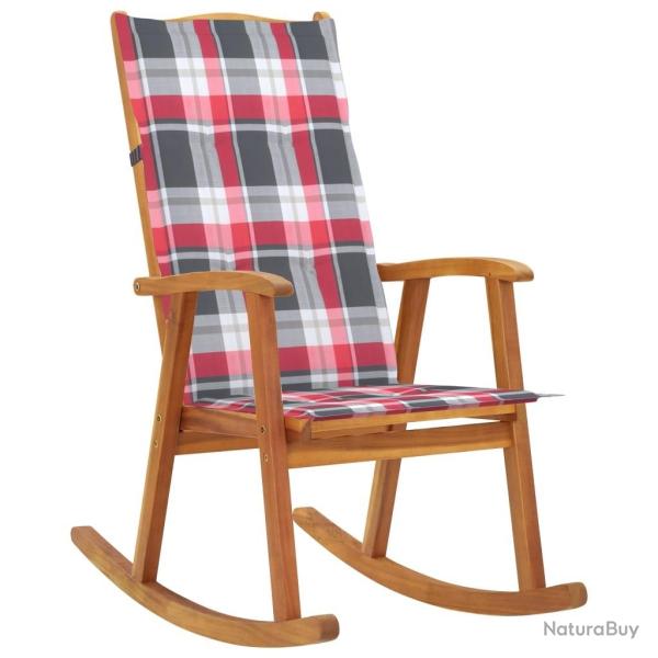 Chaise � bascule avec coussins Bois d'acacia massif