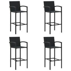 Tabourets de bar lot de 4 noir r&eacute;sine tress&eacute;e