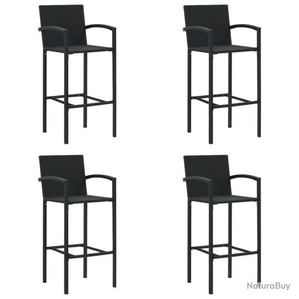 Tabourets de bar lot de 4 noir r�sine tress�e