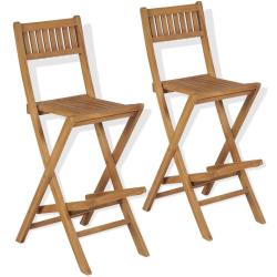Tabourets pliables de bar d'ext&eacute;rieur lot de 2 bois teck solide