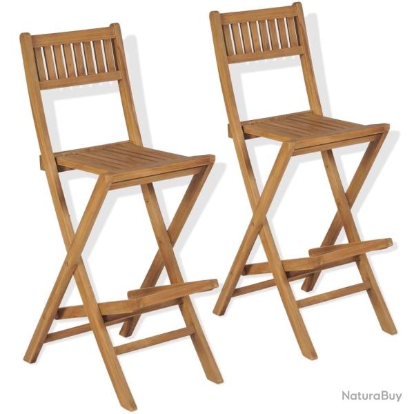 Tabourets pliables de bar d'extrieur lot de 2 bois teck solide alsavelo