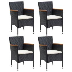 Chaises &agrave; manger de jardin lot de 4 R&eacute;sine tress&eacute;e Noir