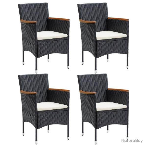 Chaises  manger de jardin lot de 4 Rsine tresse Noir alsavelo