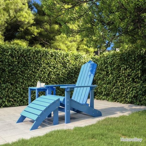 Chaise de jardin Adirondack avec repose-pied PEHD bleu marine