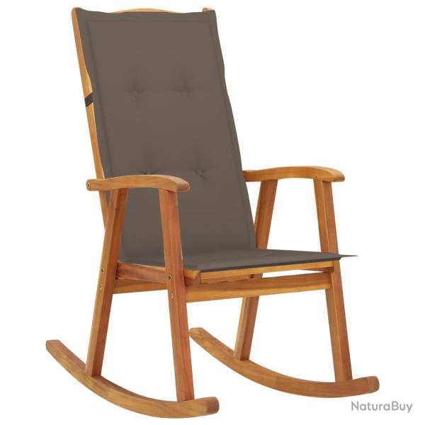 Chaise � bascule avec coussins Bois d'acacia massif