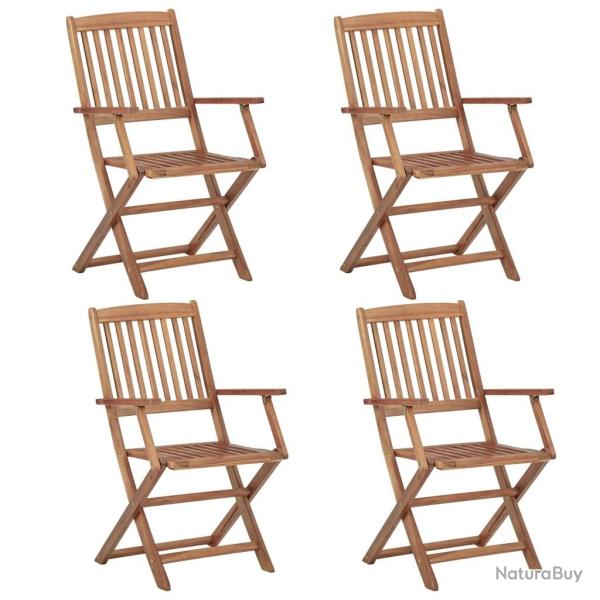 Chaises pliables d'ext�rieur lot de 4 Bois d'acacia solide