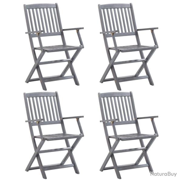 Chaises pliables d'ext�rieur lot de 4 Bois d'acacia solide