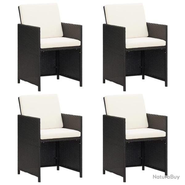 Chaises � manger de jardin et coussins lot de 4 noir poly rotin