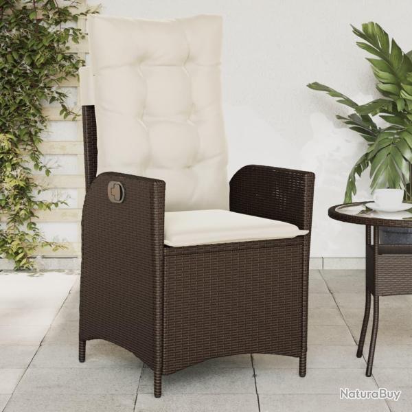 Chaise inclinable de jardin avec coussins marron r�sine tress�e