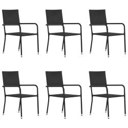 Chaise à dîner de jardin empilable lot de 6 noir résine tressée alsavelo
