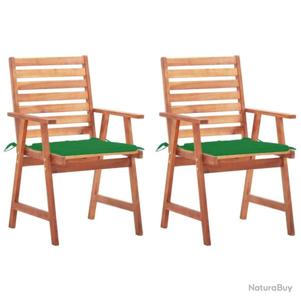 Chaises � manger d'ext�rieur lot de 2 et coussins Acacia massif alsavelo
