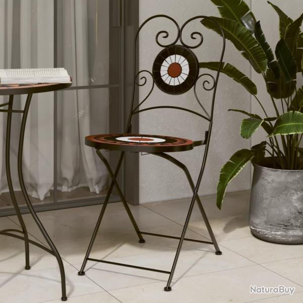 Chaises de bistro pliables lot de 2 terre cuite blanc c�ramique