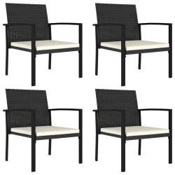 Chaises &agrave; manger de jardin lot de 4 R&eacute;sine tress&eacute;e Noir
