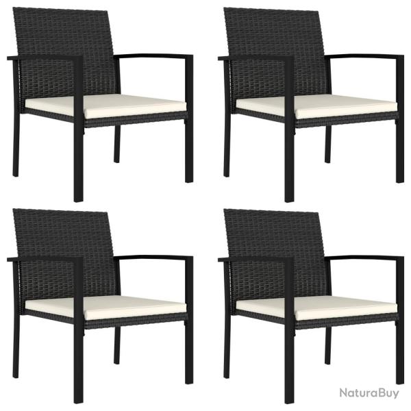 Chaises � manger de jardin lot de 4 R�sine tress�e Noir