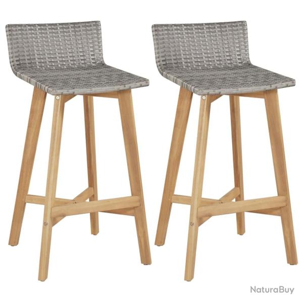Tabourets de bar lot de 2 bois d'acacia solide alsavelo