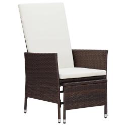 Chaise inclinable de jardin avec coussins R&eacute;sine tress&eacute;e Marron