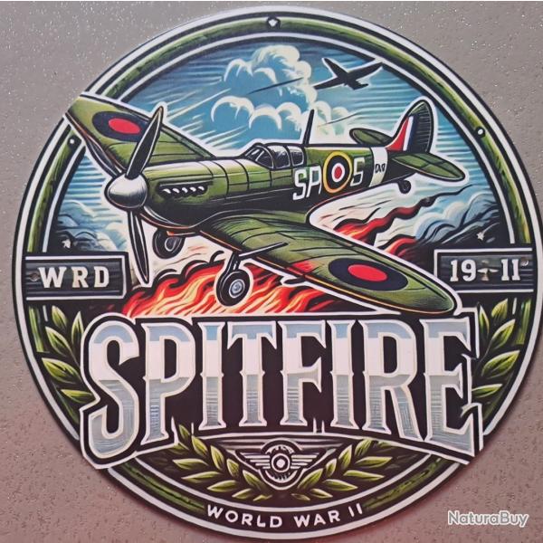 plaque decoration en alu panneau vintage avion chasseur SPITFIRE MK WW2 AIRPLANE RAF