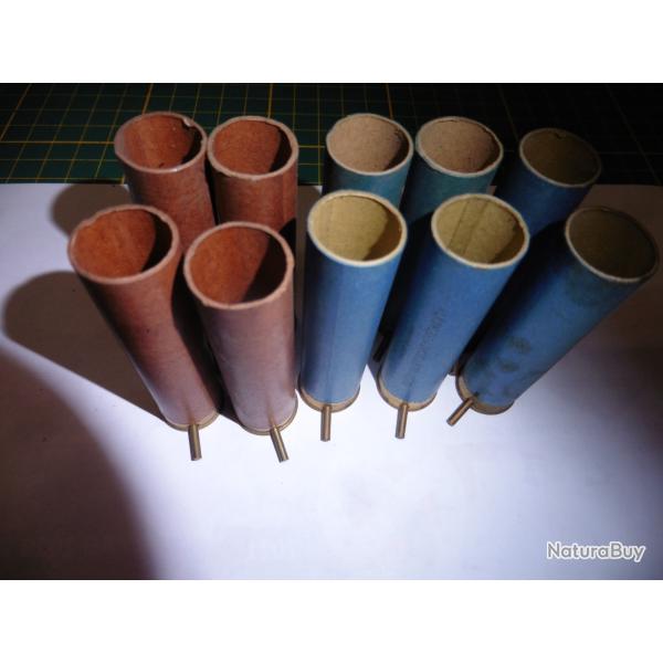 Lot 15 de 10 tubes de cartouches de chasse  broche calibre 24